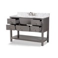 thumbnail image 5 of Baxton Studio Castie 48-Inch Modern and Contemporary Grey Finished Wood and Marble Single Sink Bathroom Vanity, 5 of 8