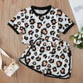thumbnail image 2 of Fesfesfes Toddler Kid Baby Girls Summer White Leopard Print Short Sleeves Clothes Set, 2 of 9