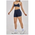 thumbnail image 3 of PISONIC Workout Sets for Women 2 Piece Color Block Strappy Sports Bra High Waist Shorts Gym Yoga Pilates Outfits, 3 of 6
