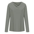 thumbnail image 4 of Blmnix Gray Womens Basic Tops V-Neck Gym Shirts Women Long Sleeve Hollow Out Tops, 4 of 6