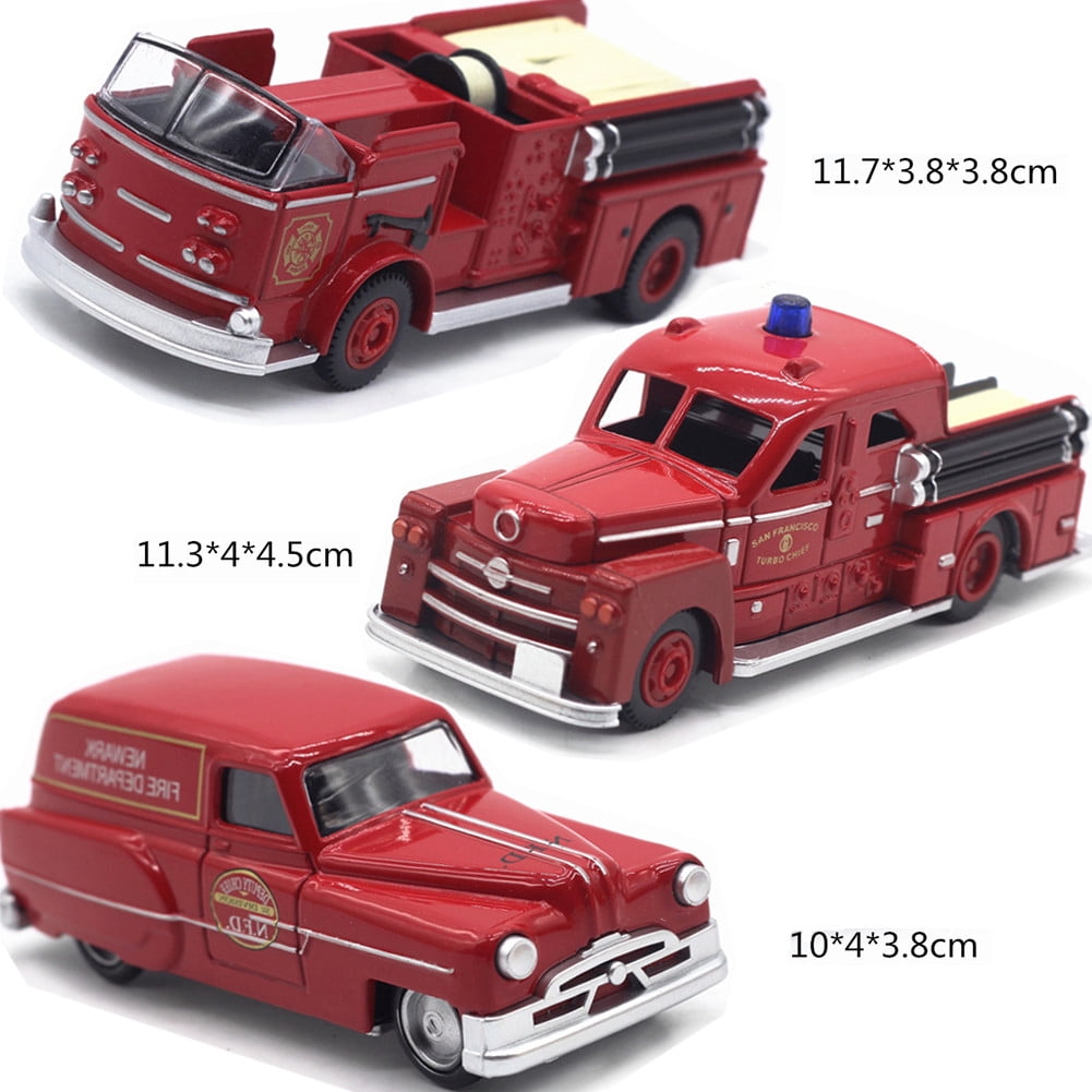 3pcs 1:43  Alloy Diecast Fire Truck Model Mini Rescue Car Kids Educational Toy 