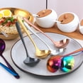 thumbnail image 3 of Kripyery Stainless Steel Soup Spoon Mirror Polishing Long Handle Food Grade Cooking Spoon Multifunctional Colorful Hot Pot Soup Spoon Kitchen Cookware Essential Tool, 3 of 8