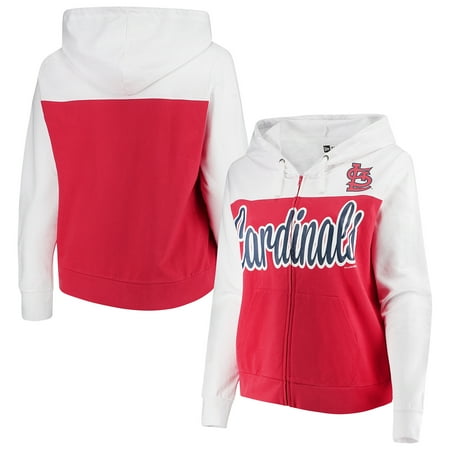 St Clairsville Ohio Zip St. Louis Cardinals 5th & Ocean by New Era Women's Plus Size French Terry Color Block Full-Zip Hoodie - Red/White ()