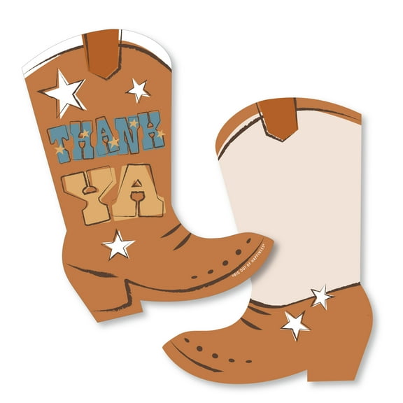 Big Dot of Happiness My First Rodeo - Shaped Thank You Cards - Little Cowboy 1st Birthday Party Thank You Note Cards with Envelopes - Set of 12