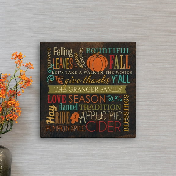 Personalized Fall Words Canvas Print