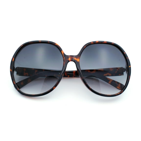 Womens Oversized Round Butterfly Minimal Plastic Iconic Diva Sunglasses Tortoise - Smoke
