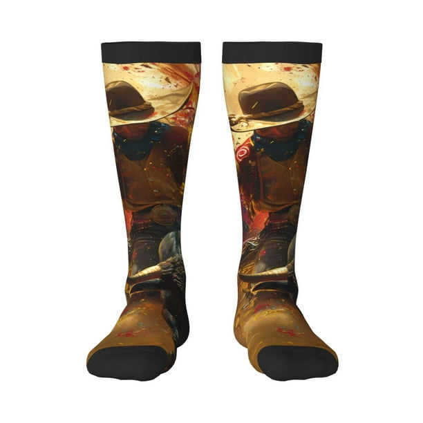 Balery Colorful Bull Western Man Calcetines novedosos Calcetines deportivos Calcetines hasta la rodilla Calcetines de algodón Calcetines originales y geniales