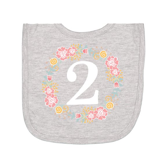 Inktastic 2nd Birthday Rose Wreath 2 Year Old Girl Newborn Bib