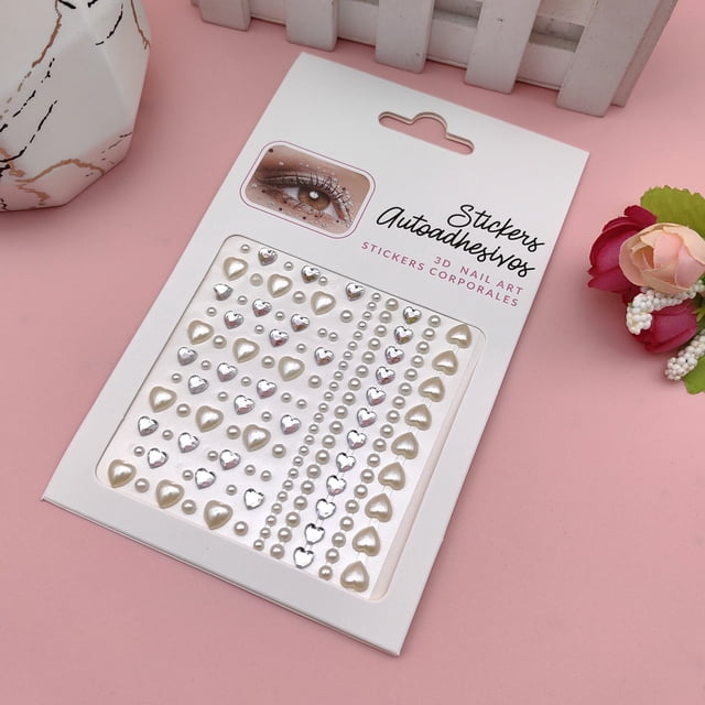 Pegatinas de maquillaje de ojos Pegatinas de diamantes para ojos Decoración facial Joyas de maquillaje de ojos de perla Pegatinas de diamantes de imitación para escenario infantil