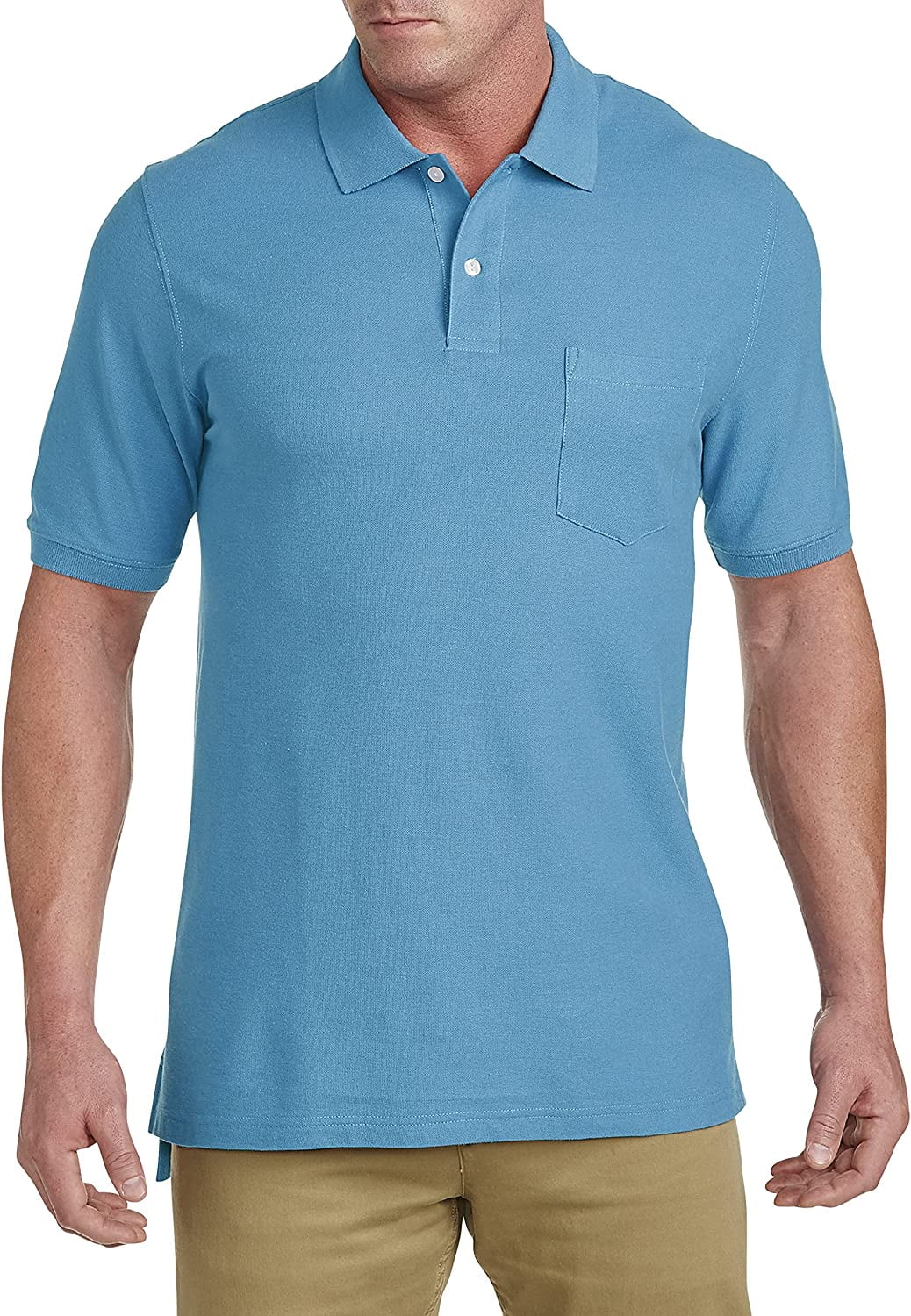 Harbor Bay by DXL Men's Big and Tall Pocket Piqué Polo Shirt, Blue Jay