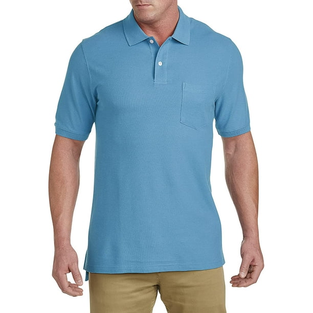 Harbor Bay by DXL Men's Big and Tall Pocket Piqué Polo Shirt, Blue Jay