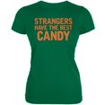 thumbnail image 1 of Halloween Strangers Have The Best Candy Kelly Green Juniors Soft T-Shirt, 1 of 1