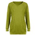 thumbnail image 4 of QUYUON Crew Neck Sweatshirts Discount Work Sweatshirts Women Polyester Long Sleeve V-Neck Solid Blouse Tops Style S-733 Breathable Ladies Long Sleeve Tunic Tops Classic Fit Shirts Green XXL, 4 of 5