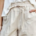 thumbnail image 5 of gakvov Cargo pants For women Women Casual Solid Cotton Linen Drawstring Elastic Waist Calf-Length Pencil Pants, 5 of 7