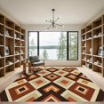 thumbnail image 2 of ODIKA 6'x9' Machine Washable Non-Slip Area Rug, Geometric Burnt Orange High Traffic Rug, Orange, 1279899, 2 of 7