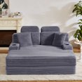 thumbnail image 5 of Miniyam 64in Compressed Upholstered Chaise Lounge Oversized Sleeper Sofa for Bedroom, Living Room, No Installation Required, Dark Gray, 5 of 15