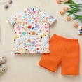 thumbnail image 2 of FYMNSI Toddler Boy Shorts and Polo Shirts Set Back to School Clothes Summer 2-Piece Outfit for Kids 2-3T Orange, 2 of 8