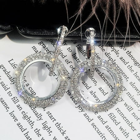 Iuhan New Fashion Luxury Round Diamond Earrings Women Silver Gold Rosegold Glitter