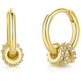 thumbnail image 1 of Delicados aretes pequeños de aro para cartílago para mujeres y niñas, de plata de ley con dijes, aros redondos con múltiples circonitas, estilo aro de hélice, únicos, hipoalergénicos., 1 of 5