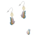 thumbnail image 2 of Delight Jewelry Silvertone Large Translucent Pastel Flying Butterfly Goldtone Leaf French Earrings, 2 of 4
