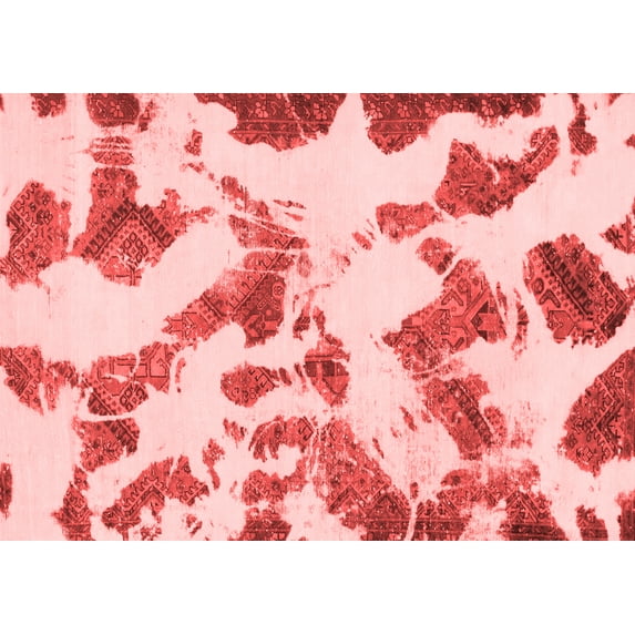 Ahgly Company Machine Washable Indoor Rectangle Abstract Red Modern Area Rugs, 7' x 10'