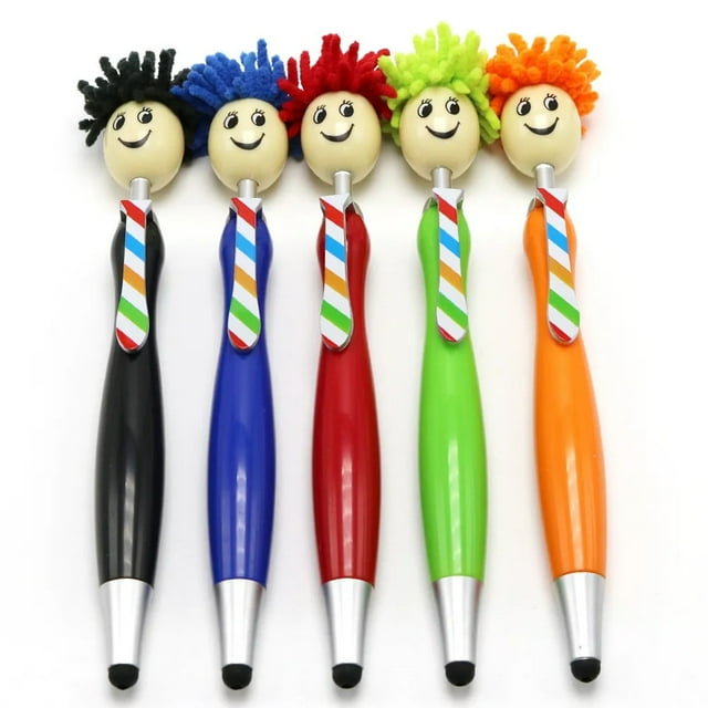 BEMS-5 uds. Bolígrafos divertidos 5 bolígrafos divertidos cabeza peluda muñeca pluma pantalla táctil