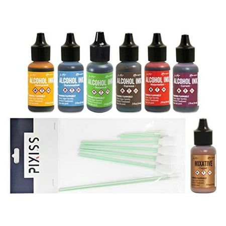 - Favorites Collection 17 - Tim Holtz Alcohol Inks and Mixative 7 Bottle Bundle, Honeycomb, Stonewashed, Botanical, Espresso, Watermelon, Current, Copper with Pixiss Blending Tools