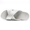 thumbnail image 3 of FitFlop Womens Lulu Glitterdust Cross Slides Synthetic Leather Sandals, 3 of 4