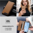thumbnail image 3 of Funda Tipo Cartera de Cuero Sintético para Samsung Galaxy S24 Plus Bloqueo RFID, con Ranuras para Tarjetas y Bolsillo para Efectivo, Cierre Magnético Fuerte Marrón, 3 of 6