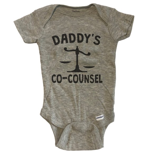 Daddy's Co-Counsel Funny Baby Bodysuit For Child Of Lawyer - Grey