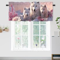 Wolf Printed Window Curtains Valances Forest Mountain Pine Tree Wild Animals Winter Snow Rod Pocket Window Valance for Living Room Bathroom Bedroom Kitchen 54 by 18 in, 1 Panel