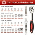 thumbnail image 2 of 34 Pieces 3/8 Inch Drive Socket Ratchet Wrench Set with Metric/SAE Sockets and Extension  for Auto Repair and Home Use, 2 of 6