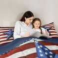 thumbnail image 4 of Homewish Cartoon Blue Stars Bedding Comforter Set 7 Pieces for Kids, Red Stripes Line Full Bedding Set, Vintage American Flag Reversible Fitted Sheet Flat Sheet, Super Cozy Room Decor, 4 of 7