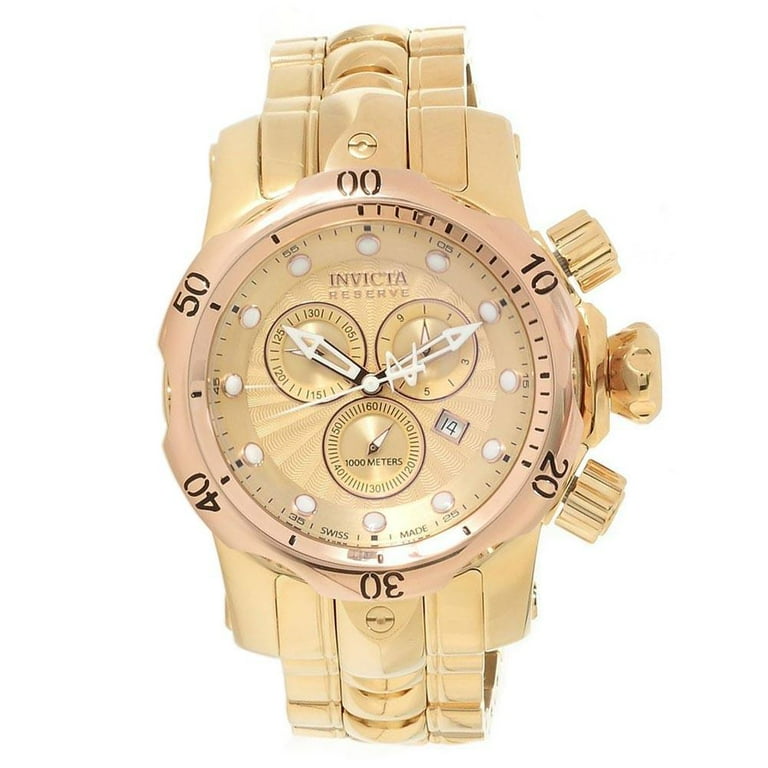 Invicta Men s 13895 Venom Reserve Rose Gold Bezel Gold Plated Steel Bracelet Chronograph Dive Watch