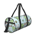 thumbnail image 3 of Xecao Cute Floral Frog print Round Travel Duffel Bag is a foldable gym bag with an inner pocket, perfect for travel sports, 3 of 8