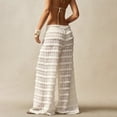 thumbnail image 5 of SONXAHE Layer Ruffle Drawstring Wide Leg Pants for Women Textured Cut Bohemian Daily Vacation Trousers, 5 of 8