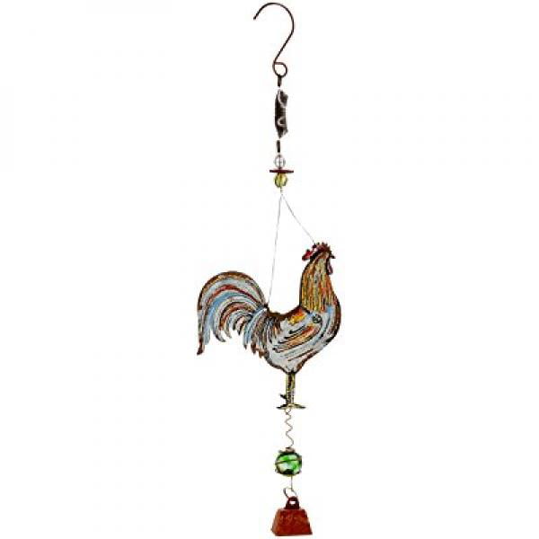 Metal Chicken Wind Chime Cockerel Design Hanging Metal Garden Ornament 