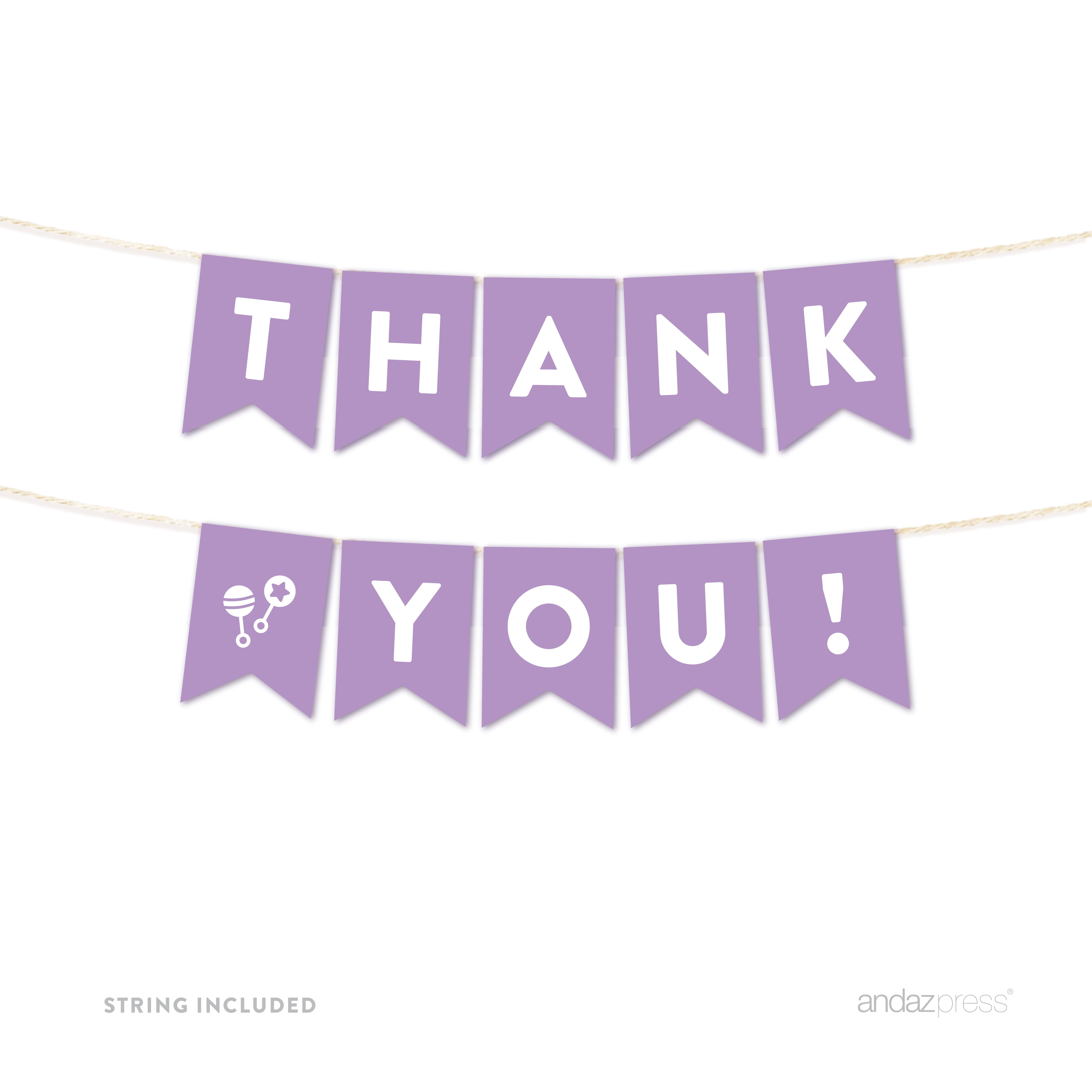 Thank You Lavender Girl Baby Shower Hanging Pennant Garland Party