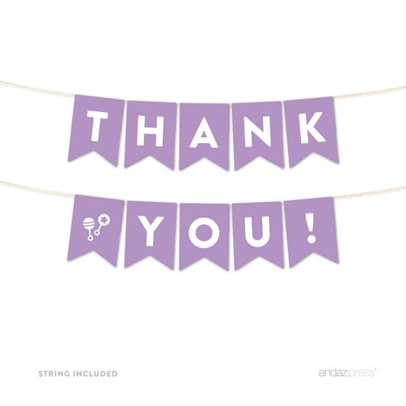 Thank You Lavender Girl Baby Shower Hanging Pennant Garland Party Banner