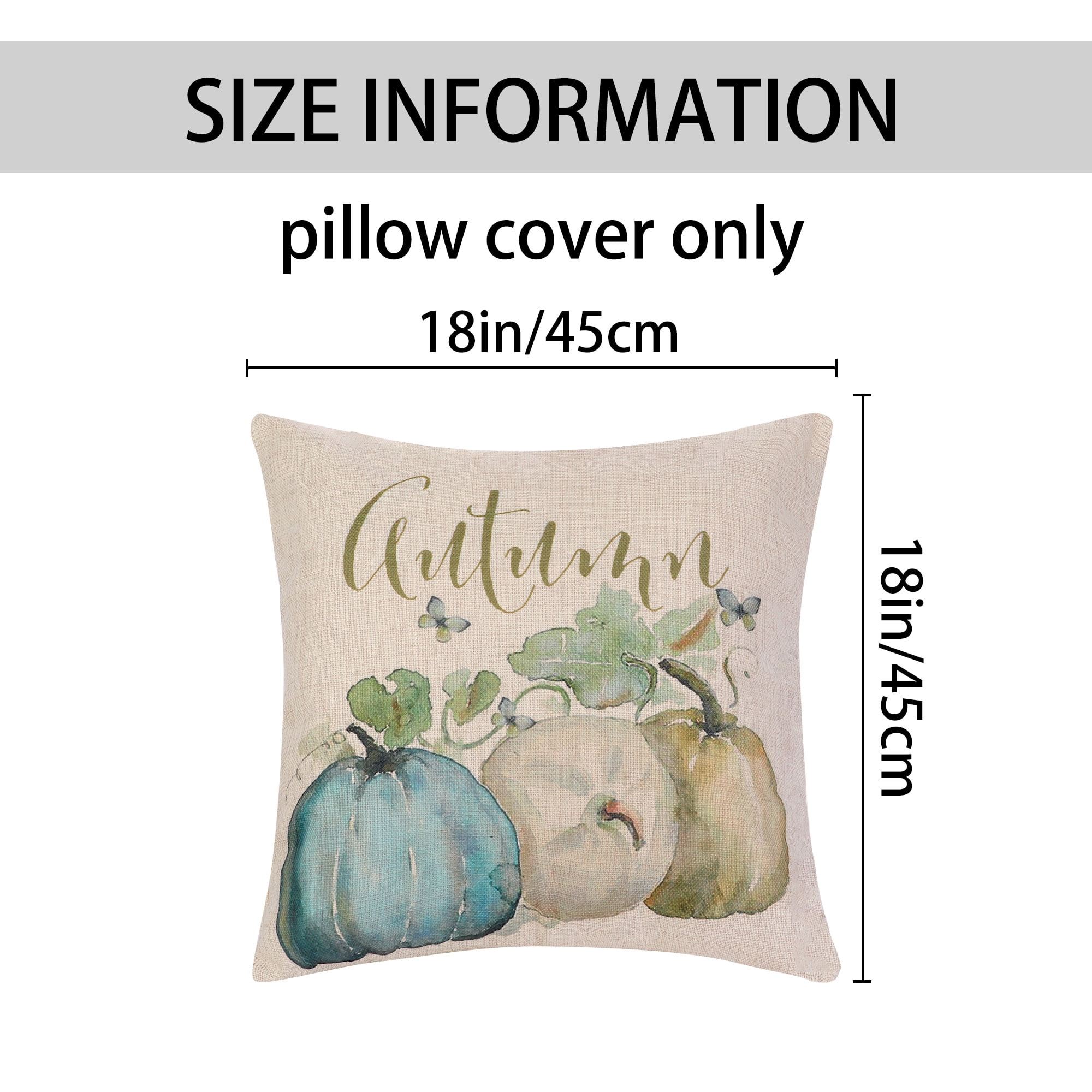 Unique Bargains Fall Pumpkin Outdoor Home Decorative Throw Pillow Covers (2 Count) Beige-3 18" x 18"