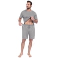 thumbnail image 4 of GIRUNS Men's Pajama Set Lightweight Sleepwear Short Sleeve and Shorts with Pockets Light Gray M, 4 of 7