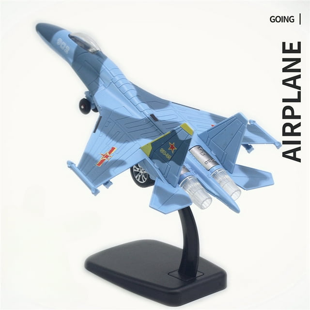 21.5CM S-35 Alloy Fighter Model Large Fighter Aircraft Children's New Toy Birthday Gift sky blue-boxed