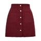 thumbnail image 4 of Gibobby faldas largas de mujer casuales Falda corta de mujer sólido cintura cremallera Otoño Invierno falda de pana envoltura de cadera un solo pecho Slim Fit falda sólida(Vino, M), 4 of 5