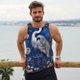 thumbnail image 6 of KLL Blue Heron Floral Garden Print Men's Muscle Gym Workout Stringer Tank Tops Bodybuilding Fitness T-Shirts Tank Tops Men-Large, 6 of 7