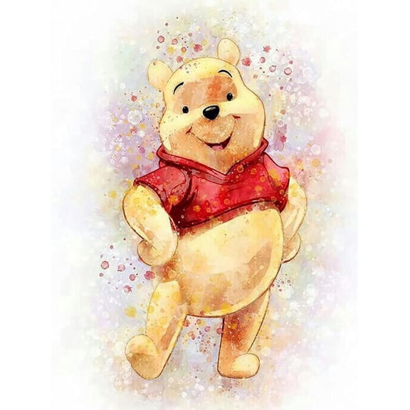 Diamond Painting Kits for Adults 5D DIY Round Diamond Number Kits with Full Drill Large Size 12x16 Inch Pooh Bear Diamond Embroidery Paintings for Home, Office, Wall Decor