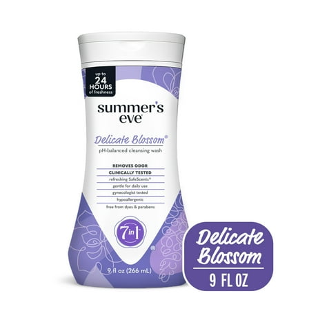 Summer's Eve Delicate Blossom Daily Feminine Wash, Removes Odor, pH Balanced, 9 fl oz