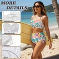 thumbnail image 4 of XYZCANDO Hawaii Pineapple Couple Matching Beachwear Set Swim Trunks & Two Piece Tummy Control Bikini Matching Outfit for Honeymoon Beach Vacation Pool Party Summer His and Hers Swimwear Set, 4 of 6
