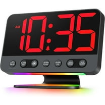 Digital Alarm Clocks for Bedrooms: Large Bold Number 5 Brightness Dimmer - Easy to Read Across The Room - 5 Alarm Sound 8 Night Light - Red