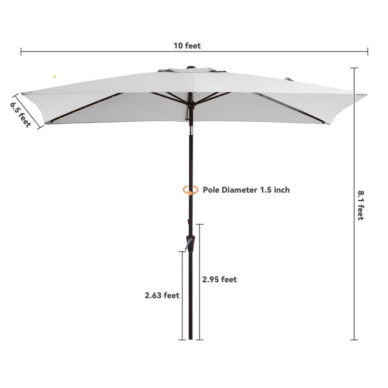 6.5 x 10 Ft Rectangular Patio Umbrella with Solar Lights photo 4