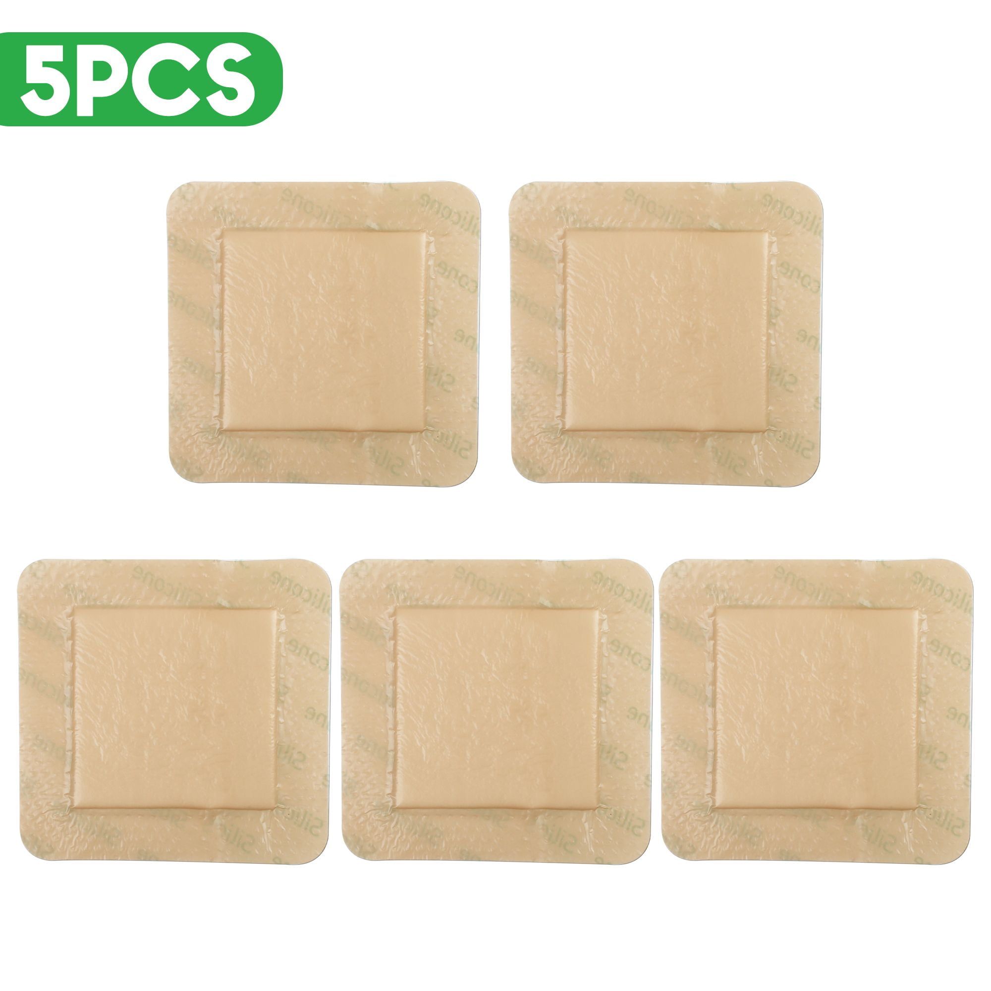 5 PCS Silicone Foam Dressing with Border, Waterproof Adhesive Wound